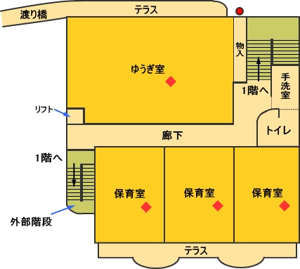 松波保育園の園舎2階(施設見取り図)